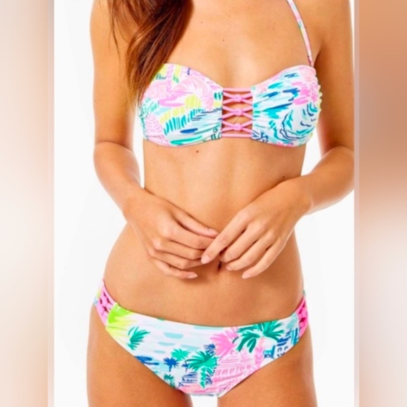 Lilly Pulitzer Other - Lilly Pulitzer Size 8 Sandy Lattice Bandeau Multi Private Island Bikini Swim Top